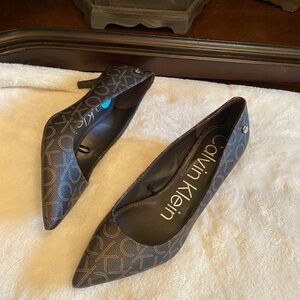 NWOT Calvin Klein Monogram Brown Flats